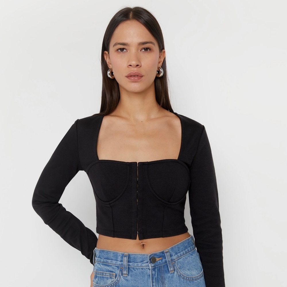 Oak + Fort Long Sleeve Bustier Top Size M NWT - Picture 1 of 11